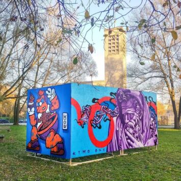 Street art graffiti the cube legale zone the goldmine nieuw gent