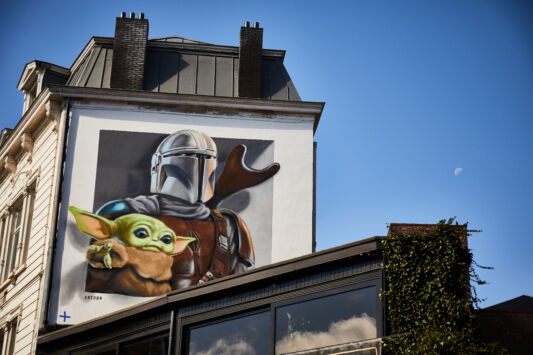Street art graffiti muurschildering mural disney toon van ishoven the mandalorian regio antwerpen